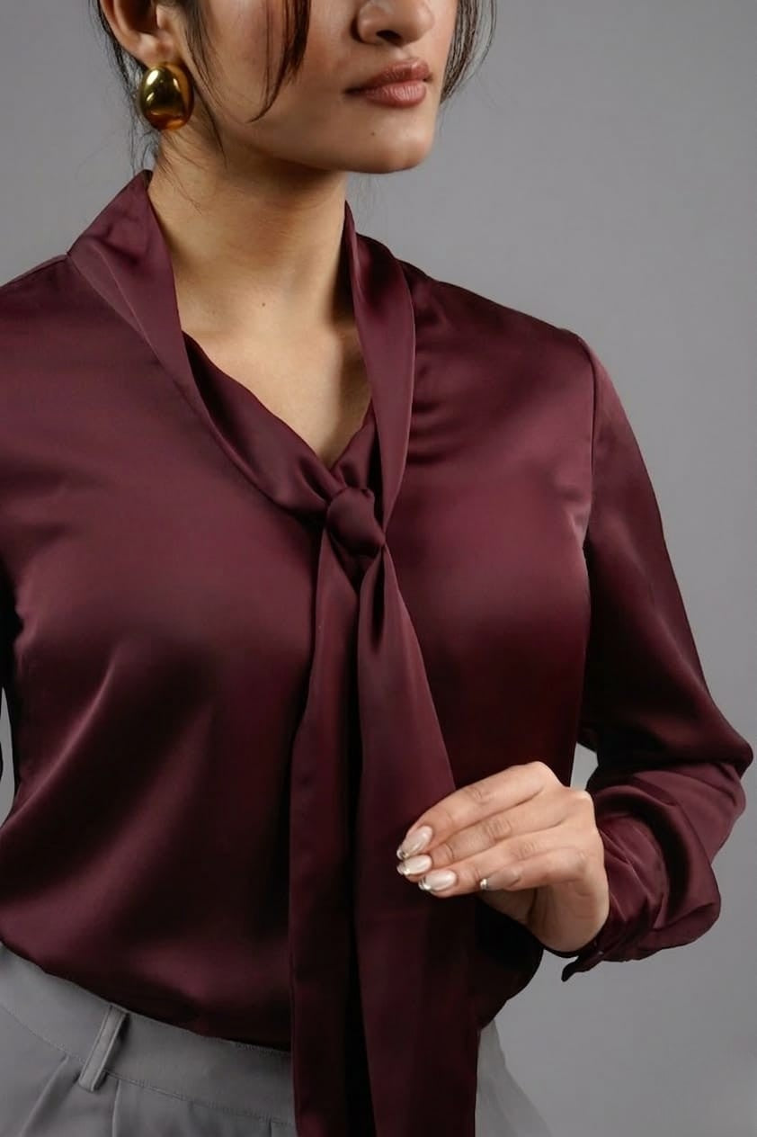 Merlot Tie-neck top