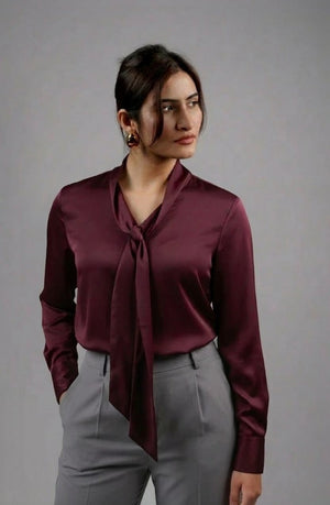 Merlot Tie-neck top