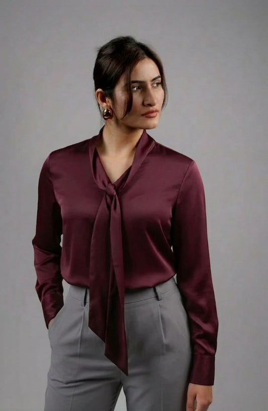 Merlot Tie-neck top