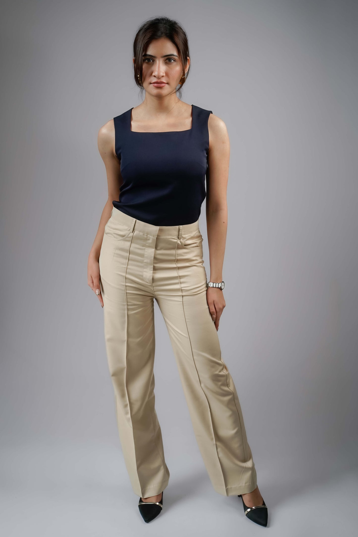 Atlantic Blue Square-neck top