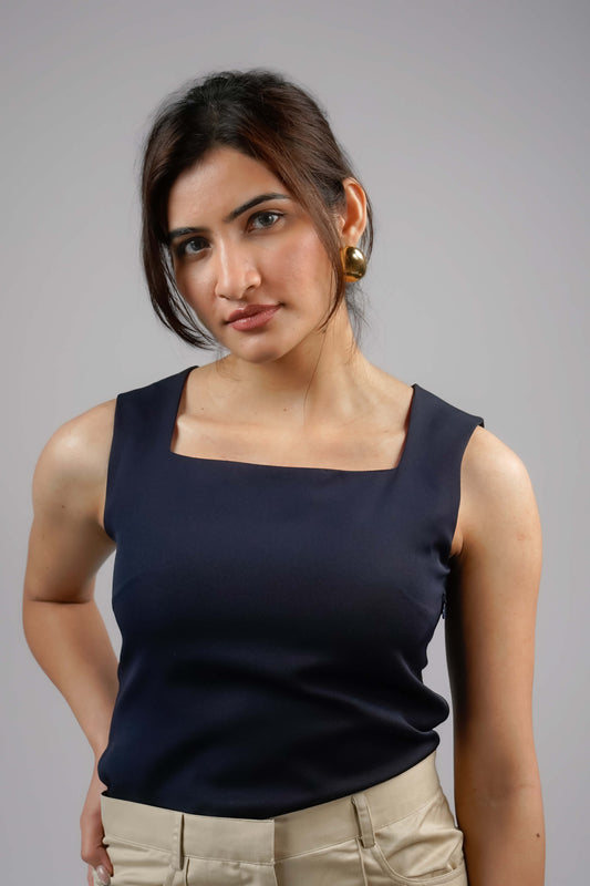 Atlantic Blue Square-neck top