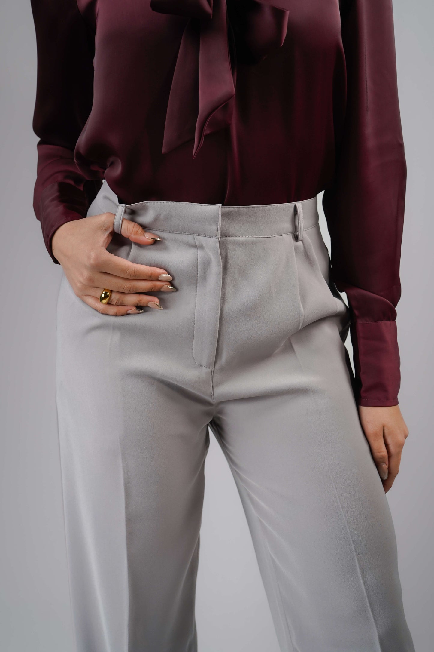 Pebble Grey Straight Pant