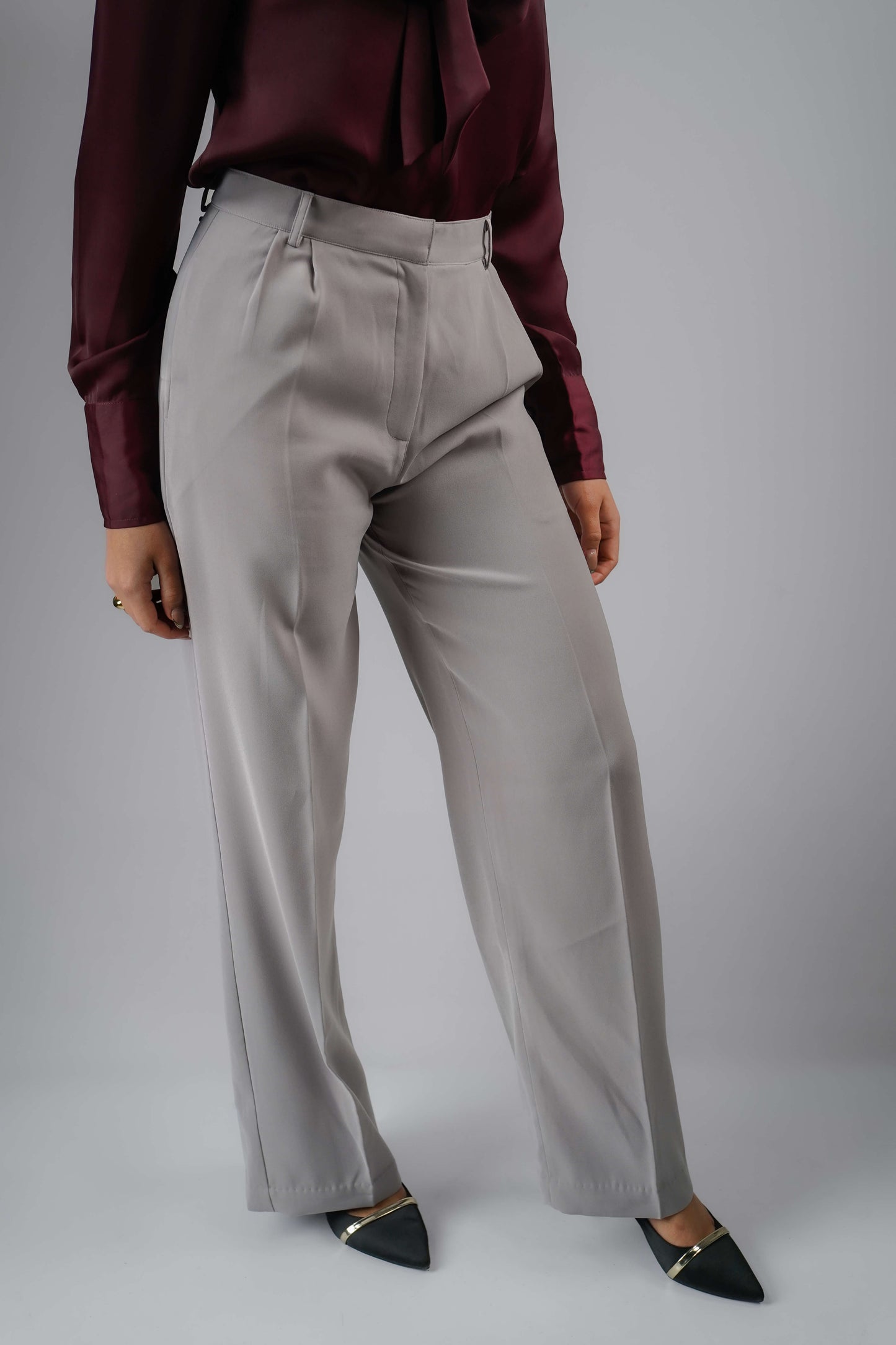 Pebble Grey Straight Pant