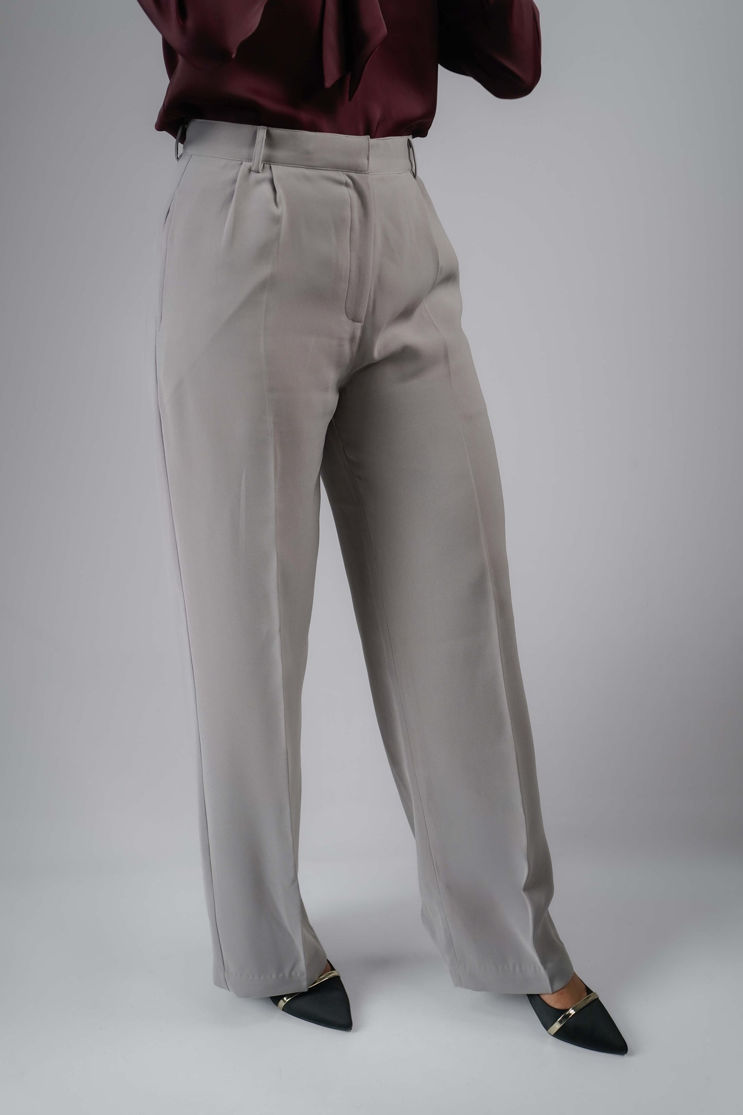 Pebble Grey Straight Pant