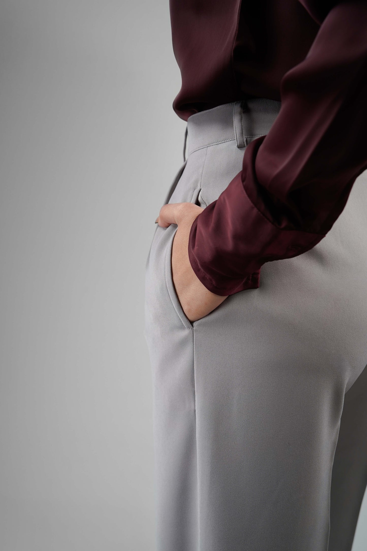 Pebble Grey Straight Pant